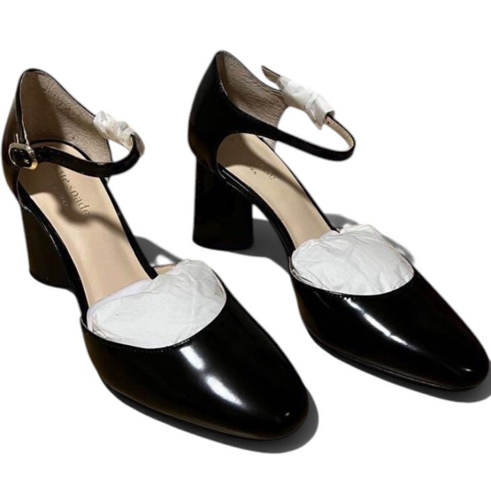 Kate Spade New York Serene Black Patent Leather Block Heel Mary Jane Pumps 7M - Picture 8 of 12